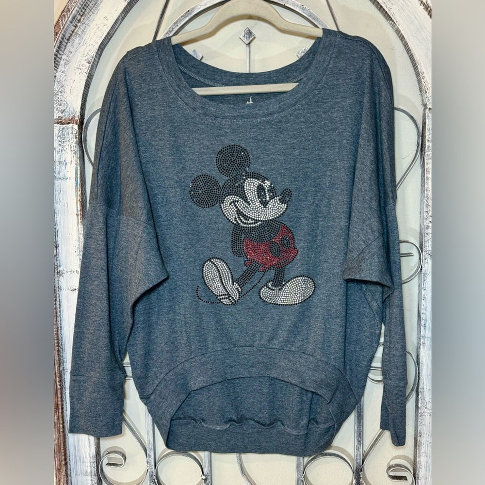 Authentic Disney Parks Mickey Mouse Rhinestone Studded Baggy Sweatshirt #1796